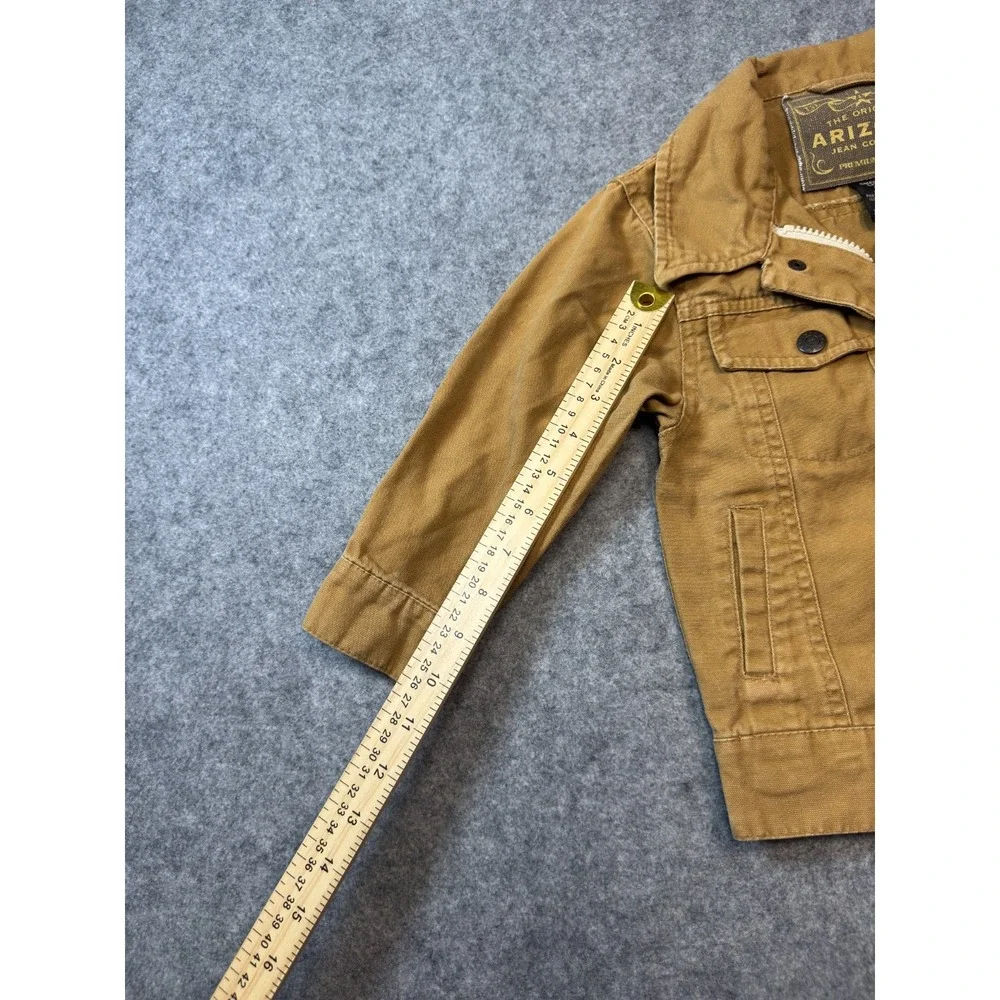 Arizona Jean Company Trucker Jacket Boys Small Tan Cotton Denim‎ Button Front